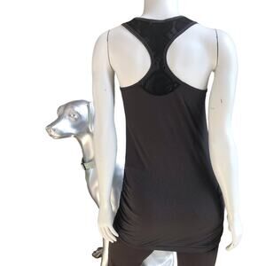 Merrell Deveau Gray Black Ruched Long Racerback Tank Top Women’s Size XS